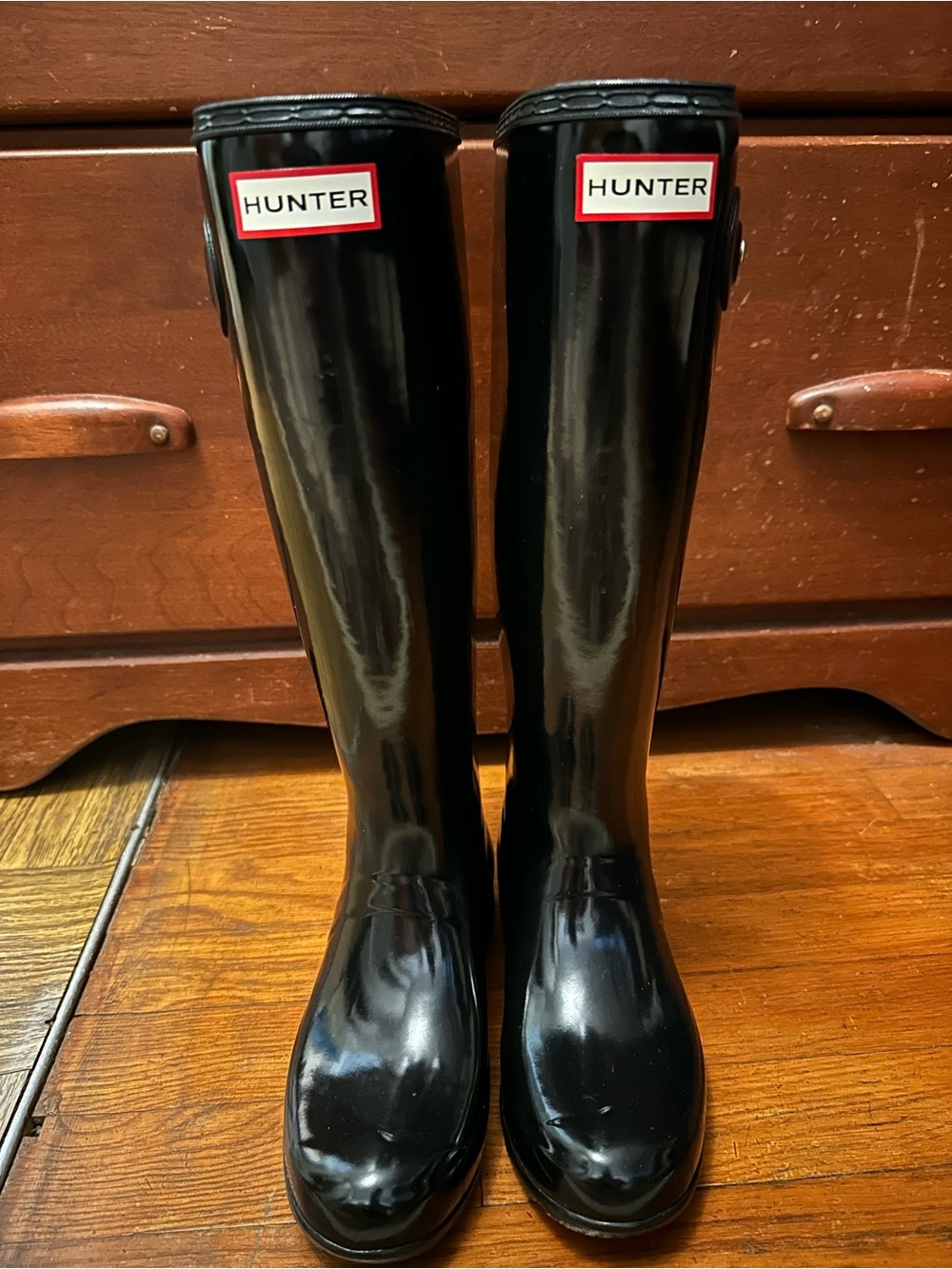 Hunter Tour black tall gloss rain boots